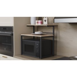 Підставка для мікрохвильовки Kitchen K302 Ferrum-decor 590x550x350 Чорний метал ДСП Дуб Сан-Марино 16 мм (KITCH30202)