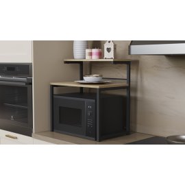 Підставка для мікрохвильової печі Kitchen K302 Ferrum-decor 590x550x350 Чорний метал ДСП Дуб Сонома 16 мм (KITCH30204)