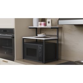 Підставка для мікрохвильовки Kitchen K302 Ferrum-decor 590x550x350 Чорний метал ДСП Білий 16 мм (KITCH30201)
