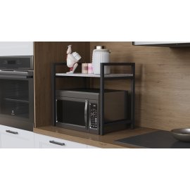 Підставка для мікрохвильовки Kitchen K303 Ferrum-decor 500x550x350 Чорний метал ДСП Бетон 16 мм (KITCH30307)