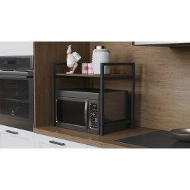Підставка для мікрохвильовки Kitchen K303 Ferrum-decor 500x550x350 Чорний метал ДСП Дуб Сонома Трюфель 16 мм (KITCH30305)