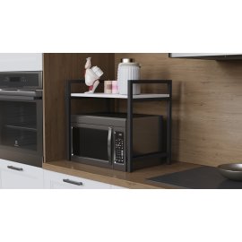 Підставка для мікрохвильовки Kitchen K303 Ferrum-decor 500x550x350 Чорний метал ДСП Білий 16 мм (KITCH30301)