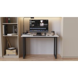 Стол письменный Кнап 2 Ferrum-decor 750x1000x600 Черный металл ДСП Белое 16 мм (KNAP2001)