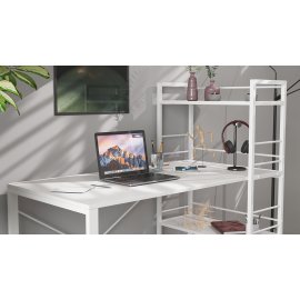 Письмовий стіл Ferrum-decor Серії Конект c етажеркою 75x120x60 білий ДСП Біле 16мм (XK00187)
