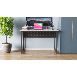 Стол письменный Майк Ferrum-decor 75x100x60 Черный металл ДСП Бетон 32 мм (MAYK3003)