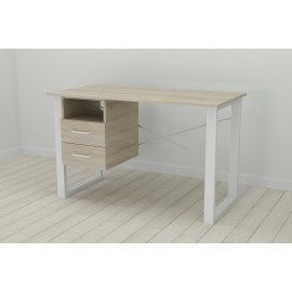 Письмовий стіл з ящиками Ferrum-decor Оскар 750x1400x600 метал Білий ДСП Сонома 16 мм (OSK0032)