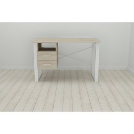 Письменный стол с ящиками Ferrum-decor Оскар  750x1400x600 металл Белый ДСП Дуб Сонома 16 мм (OSK0032)