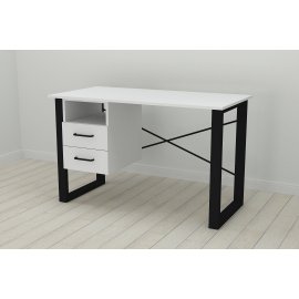 Письменный стол с ящиками Ferrum-decor Оскар  750x1200x600 металл Черный ДСП Белое 16 мм (OSK0001)