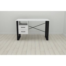 Письменный стол с ящиками Ferrum-decor Оскар  750x1400x700 металл Черный ДСП Белый 16 мм (OSK0064)
