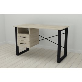 Письменный стол с ящиками Ferrum-decor Оскар  750x1200x700 металл Черный ДСП Дуб Сонома 16 мм (OSK0046)