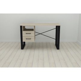 Письменный стол с ящиками Ferrum-decor Оскар  750x1400x700 металл Черный ДСП Дуб Сонома 16 мм (OSK0067)