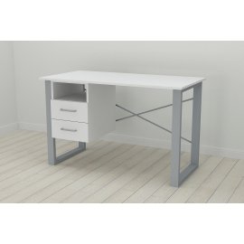 Письмовий стіл з ящиками Ferrum-decor Оскар 750x1400x600 метал Сірий ДСП Біле 16 мм (OSK0036)