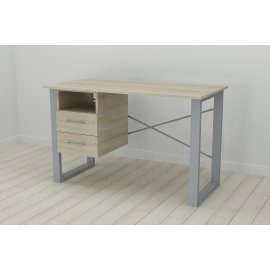 Письмовий стіл з ящиками Ferrum-decor Оскар 750x1400x600 метал Сірий ДСП Сонома 16 мм (OSK0039)
