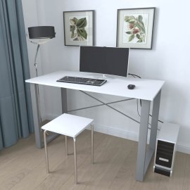 Письмовий стіл Ferrum-decor Драйв 750x1400x600 Сірий метал ДСП Білий 16 мм (DRA050)
