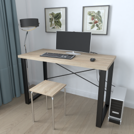 Письменный стол Ferrum-decor Драйв 750x1200x600 Черный металл ДСП Дуб Сонома 32 мм (DRA151)