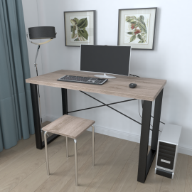 Письменный стол Ferrum-decor Драйв 750x1000x700 Черный металл ДСП Дуб Сонома Трюфель 32 мм (DRA194)