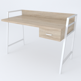 Письмовий стіл Ferrum-decor Комфорт 750x1000x600 Білий метал ДСП Дуб Сонома 32 мм (KOMF018)