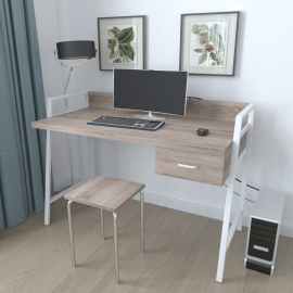 Письменный стол Ferrum-decor Комфорт 750x1200x600 Белый металл ДСП Дуб Сонома Трюфель 32 мм (KOMF040)