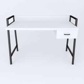 Письменный стол Ferrum-decor Комфорт 750x1000x600 Черный металл ДСП Белое 32 мм (KOMF001)