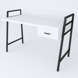 Письмовий стіл Ferrum-decor Комфорт 750x1000x600 Чорний метал ДСП Білий 32 мм (KOMF001)
