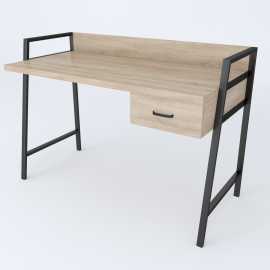 Письмовий стіл Ferrum-decor Комфорт 750x1200x600 Чорний метал ДСП Дуб Сонома 32 мм (KOMF025)