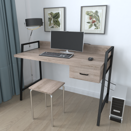 Письменный стол Ferrum-decor Комфорт 750x1200x600 Черный металл ДСП Дуб Сонома Трюфель 32 мм (KOMF026)