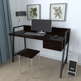 Письменный стол Ferrum-decor Комфорт 750x1000x600 Черный металл ДСП Венге Магия 32 мм (KOMF003)