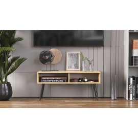 Тумба під ТВ Невада Ferrum-decor 45x100x38 Чорний метал ДСП Дуб Артизан 16 мм (NEV1007)