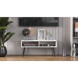 Тумба под ТВ Невада Ferrum-decor 45x100x38 Черный металл ДСП Белый 16 мм (NEV1006)