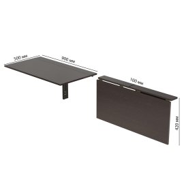Обеденный стол-трансформер Ника настенный Ferrum-decor 420x900x500 Черный металл ДСП Венге Магия 16 мм (NIKA003)