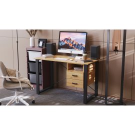 Письменный стол с ящиками Ferrum-decor Оскар  750x1200x700 металл Черный ДСП Дуб Артизан 16 мм (OSK0048)
