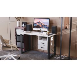 Письменный стол с ящиками Ferrum-decor Оскар  750x1200x600 металл Черный ДСП Белый 16 мм (OSK0001)