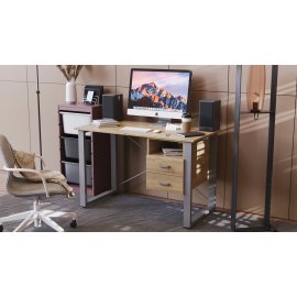 Письменный стол с ящиками Ferrum-decor Оскар  750x1400x700 металл Серый ДСП Дуб Сонома 16 мм (OSK0081)