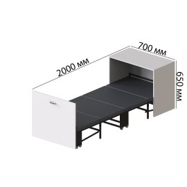 Кровать трансформер тумба ASCET 2 Ferrum-decor 650x2000x700 Черный металл ДСП Белое 16 мм (ASCET201)