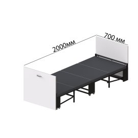 Кровать трансформер ASCET 1 Ferrum-decor 650x2000x700 Черный металл ДСП Белый 16 мм (ASCET101)