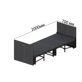 Кровать трансформер ASCET 1 Ferrum-decor 650x2000x700 Черный металл ДСП Сосна Кембра 16 мм (ASCET108)