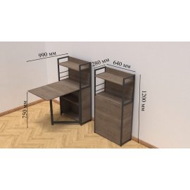 Стол книжка с этажеркой Практик 1 Ferrum-decor 1200x640x990 Черный металл ДСП Дуб Сонома Трюфель 16 мм (PRA105)