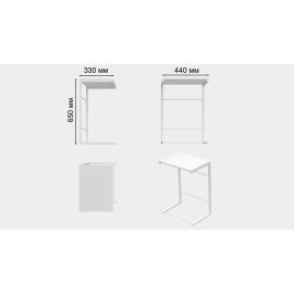 Приставний Столик Террі Ferrum-decor 650x440x330 Білий метал ДСП Білий 16 мм (TERR008)