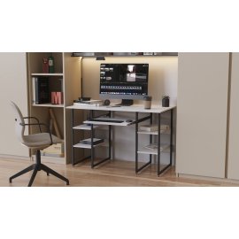 Письменный стол Ferrum-decor Тим 75x140x60 черный ДСП Белое 16мм