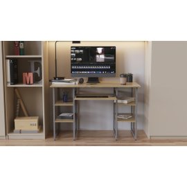 Комп'ютерний стіл Ferrum-decor Тім 75x140x60 сірий ДСП Дуб Сонома 16мм