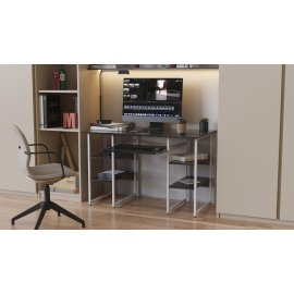 Письменный стол Ferrum-decor Тим 75x140x60 белый ДСП Дуб Сонома Трюфель 16мм