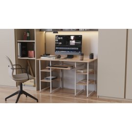 Комп'ютерний стіл Ferrum-decor Тім 75x140x70 білий ДСП Дуб Сан-Маріно 16мм
