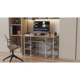 Комп'ютерний стіл Ferrum-decor Тім 75x140x70 білий ДСП Дуб Сонома 16мм