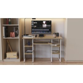 Комп'ютерний стіл Ferrum-decor Тім 75x120x60 білий ДСП Дуб Сонома 16мм