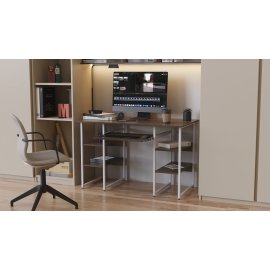 Комп'ютерний стіл Ferrum-decor Тім 75x140x60 білий ДСП Дуб Сонома Труфель 16мм