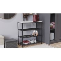 Полиця для взуття Слайм 3 Ferrum-decor 635x630x260 Чорний метал ДСП Біле 16 мм (SLA301)