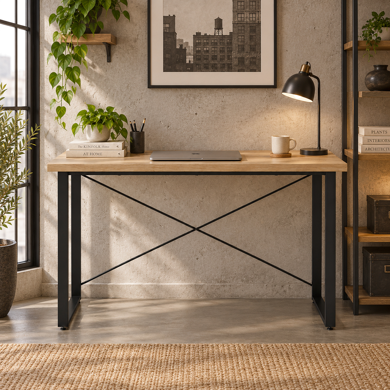 Стіл письмовий Дейв Ferrum-decor 75x100x70 Чорний метал ДСП Дуб Кремона Торро 32 мм (DEY3265)