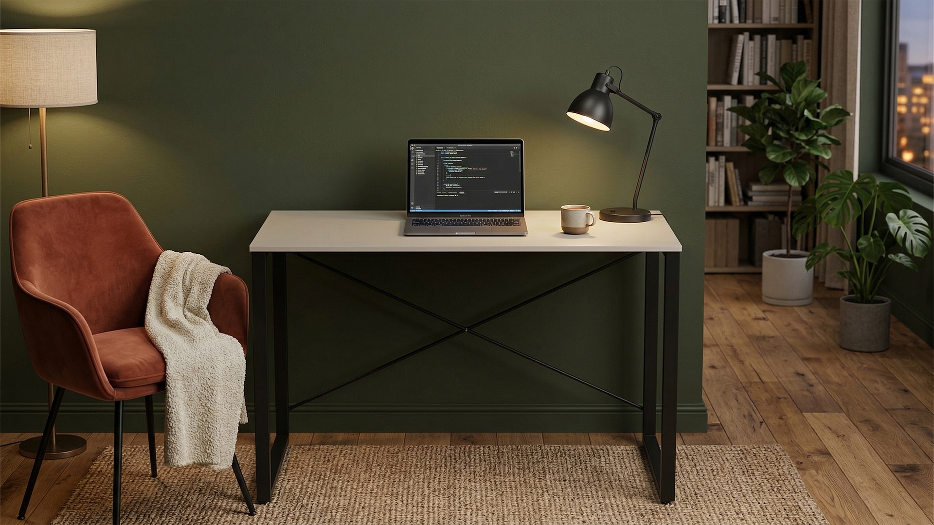 Стіл письмовий Ferrum-decor Серії Конект 75x120x60 Чорний метал ДСП Кашемір 16 мм (XK00909)