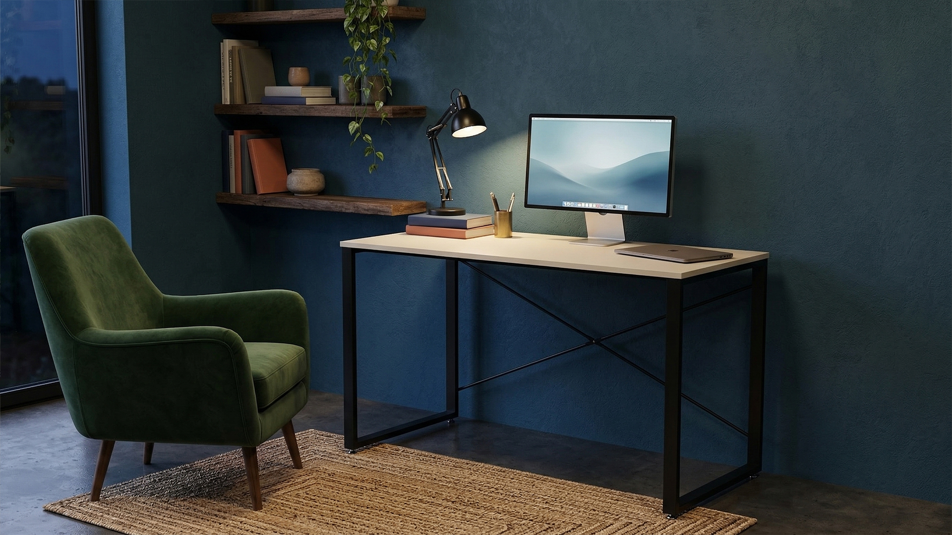 Стіл письмовий Ferrum-decor Серії Конект 75x120x60 Чорний метал ДСП Кашемір 16 мм (XK00909)