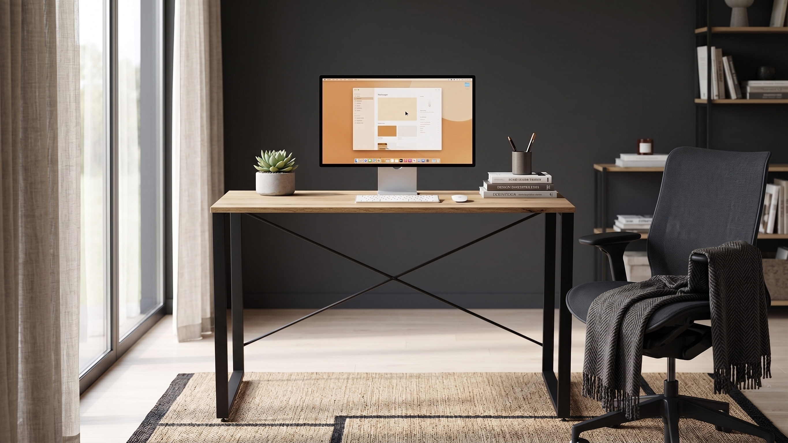Стіл письмовий Ferrum-decor Серії Конект 75x120x60 Чорний метал ДСП Дуб Евок Прибережний 16 мм (XK00903)